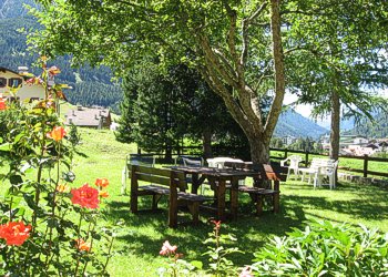 Appartamento a Moena. Giardino a sud della casa.