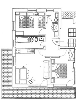Appartamento a Canazei. Piantina appartamento  Rosengarten