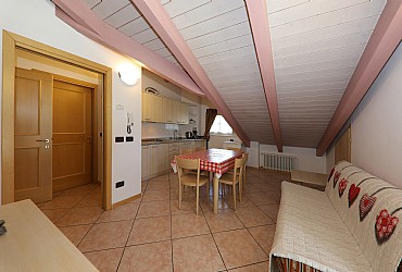 Appartamento a Mazzin - Fraz. Campestrin. L'appartamento n° 3 Istà è composto da una cucina-soggiorno completa di bancofrigo con celletta freezer, congelatore grande a parte, bollitore, microonde-grill e piastra elettrica in vetro-ceramica, c'è poi la televisione a schermo piatto, lettore dvd e divano-letto, una camera matrimoniale, una camera matrimoniale più un terzo letto singolo, doppio balcone e doppio bagno con doccia, asciugacapelli e lavatrice. L'appartamento è fornito di wi-fi gratuito, di tutto il necessario che serve in cucina, ed anche in camera cuscini, coperte in lana e trapunte estive; è necessario portare da casa solo la biancheria da bagno, da letto e da cucina.
