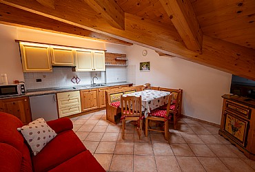 Appartamento a Canazei. Appartamento in mansarda per 3/5 persone, con due camenre da letto,una a tre letti e una a due letti,angolo cottura con lavastoviglie,soggiorno con tv sat,due balconi panoramici.