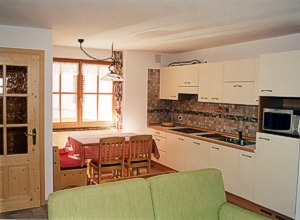 Wohnung - San Giovanni di Fassa - Pozza. Dreizimmerwohnung: 2 Doppelbettzimmer, Wohnkueche mit Schlaf-Couche, Balkon, Spuelmaschine, TV-Sat., Microwelle und Badezimmer mit Dusche
