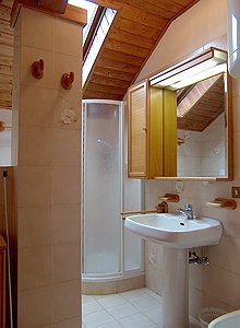 Appartamento a Campitello di Fassa. seconda stanza da bagno completa di box doccia