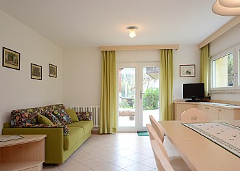 Apartment in Canazei. APARTMENT NR 21

Apartment for  4 / 6 people on the ground-floor, 54 square meters 
The flat comprises a large living room with possibility to use two sofa beds more. Bed linen, duvets and blankets are at your disposal.  Digital terrestrial television with SCART socket. DVD. The spacious  kitchen is fully furnished in mountain style, ideal to spend a good time together with your family and friends. It’s equipped with grill microwave oven and electric cooker with glass ceramic hobs
The rooms are comfortable and spacious, the furniture is antique and decorated in ladin-style. Bed linen is included in the price of the apartment.
The double bedroom has two single beds that can be neared but anyway they can’t form any double bed! On the other hand, as the room is very spacious, you can have a third bed on request. 
A wall safe with a numeric combination is at your disposal
The bathroom has shower stall and hairdryer
Bathroom linen is not provided. The flat has a separate entrance
free-Wi-Fi
Photo Gallery apartment nr 21
