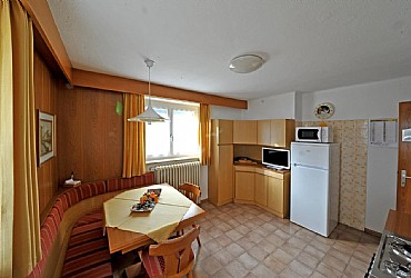 Apartment in Moena. The flat (45 sm) on the ground floor:

large kitchen with dining-table