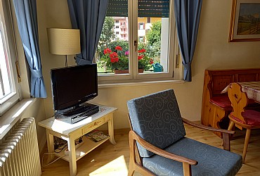 Apartment in Moena. The apartment nr. 2 is situated on the ground –floor and has a living-room - sofa /armchairs and sitting-table, kitchen,2 bathrooms, two bedrooms (for 4/5 people).